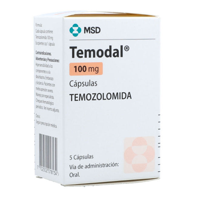 泰道 TEMODAL 替莫唑胺 Temozolomide 5粒装 治疗恶性神经胶质脑肿瘤 多形性胶质母细胞瘤 间变性星形细胞瘤