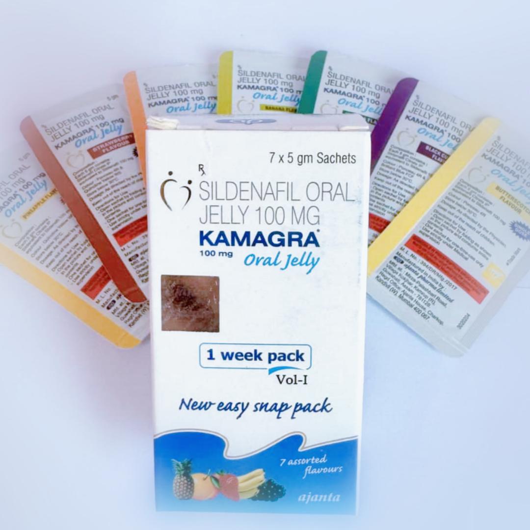 KAMAGRA 泰国卡玛果冻双效7袋装 7种口味印度进口蓝色双效果冻补肾壮阳药 治疗早泄解决勃起不硬时间短 助勃增硬增大增粗