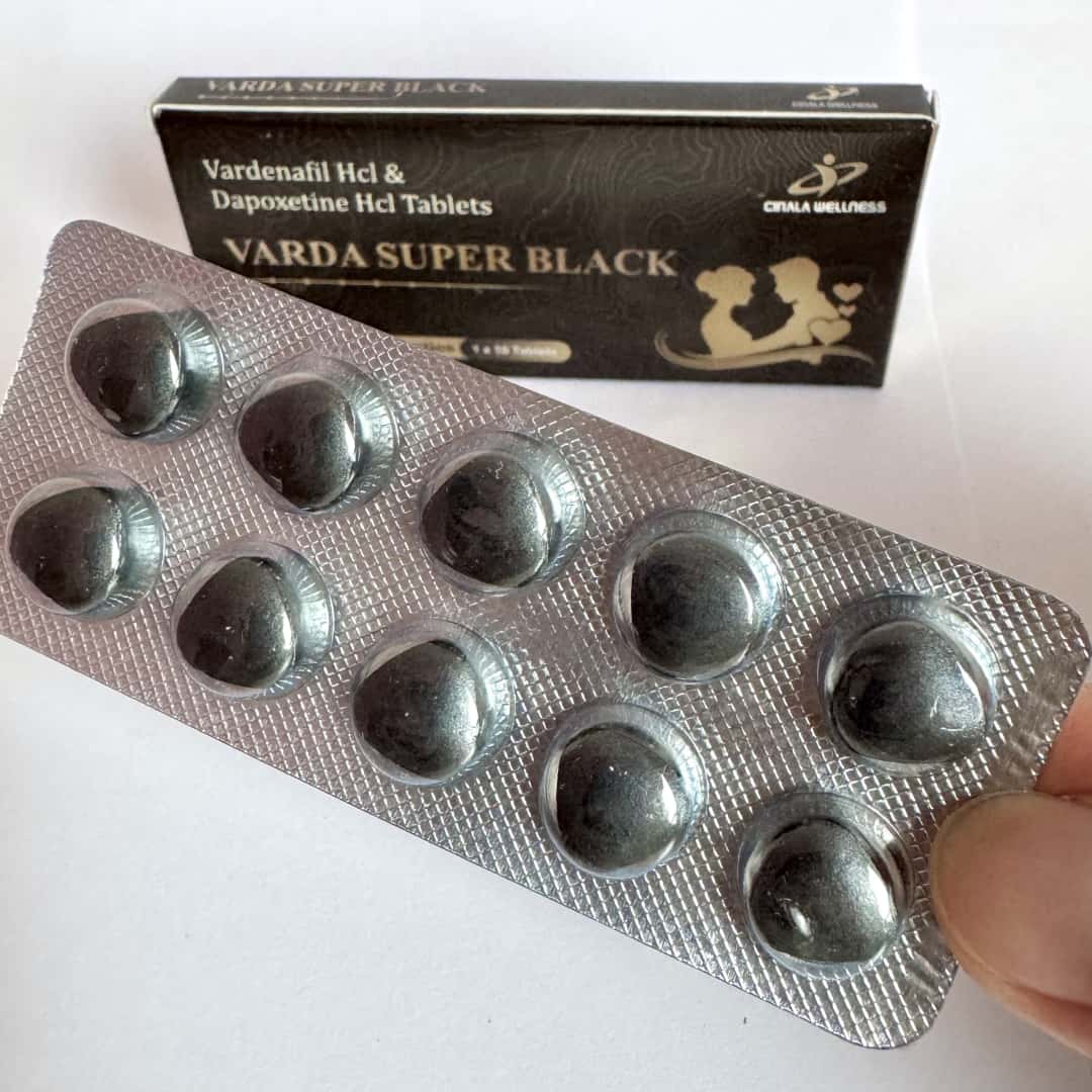 VARDA SUPER BLACK 黑色妖姬双效片10粒装 比艾力达效果更猛 伐地那非+达泊西汀片 最强最顶级助勃增硬+超强延时真双效药
