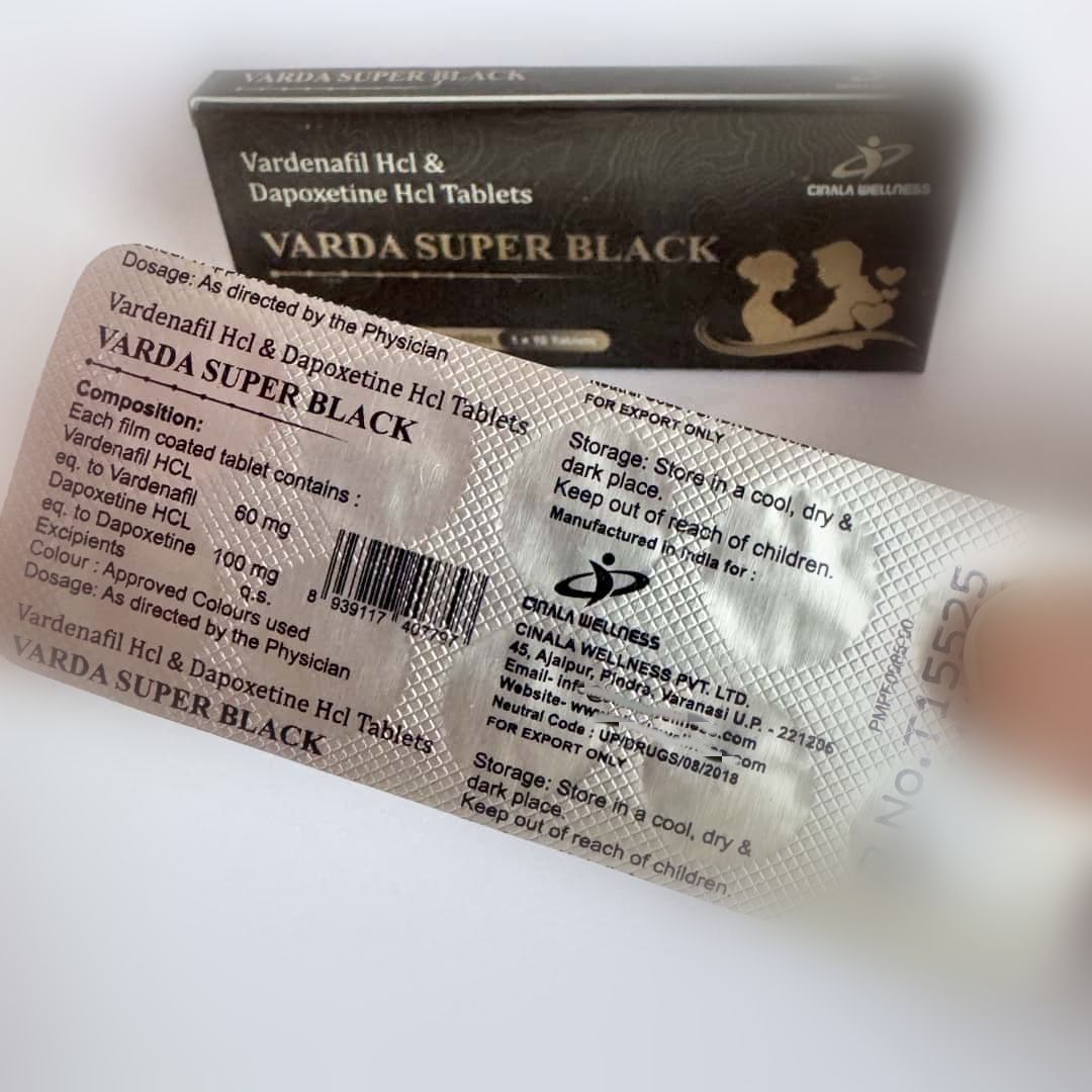 VARDA SUPER BLACK 黑色妖姬双效片10粒装 比艾力达效果更猛 伐地那非+达泊西汀片 最强最顶级助勃增硬+超强延时真双效药