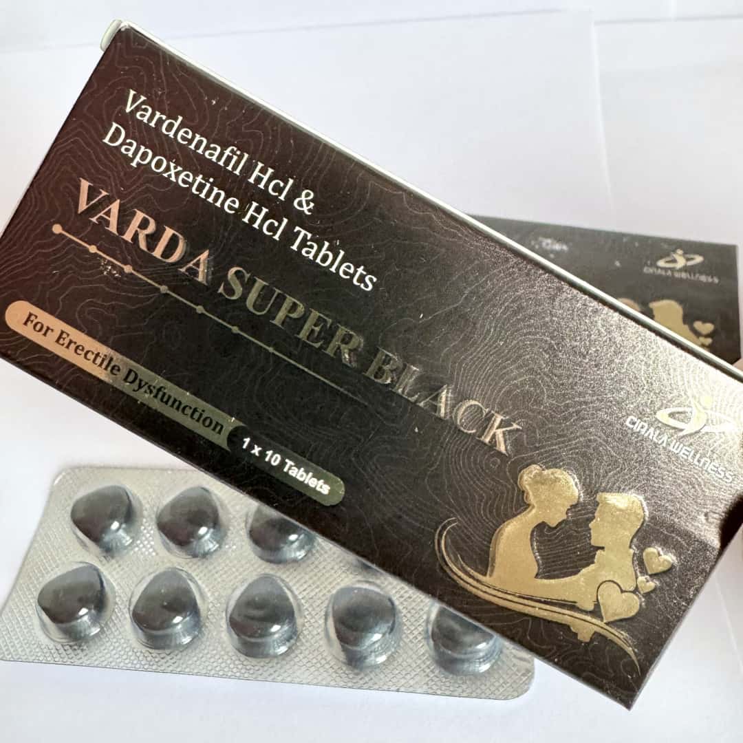 VARDA SUPER BLACK 黑色妖姬双效片10粒装 比艾力达效果更猛 伐地那非+达泊西汀片 最强最顶级助勃增硬+超强延时真双效药