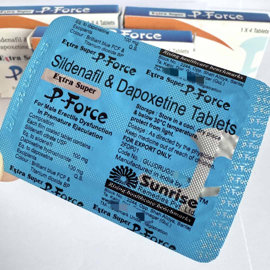 Extra Super P-Force 印度蓝P双效片4粒装 速效增硬+延时双效 半小时起效印度伟哥 助勃增大增粗解决时间短勃起无力