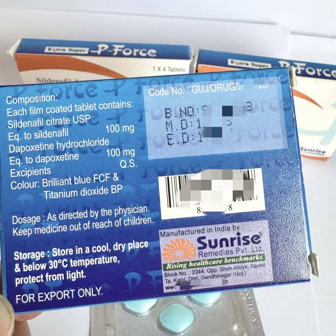Extra Super P-Force 印度蓝P双效片4粒装 速效增硬+延时双效 半小时起效印度伟哥 助勃增大增粗解决时间短勃起无力